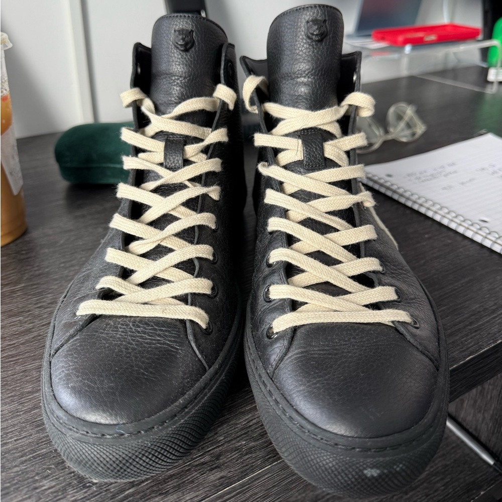 Gucci Black Leather High-Top Sneakers